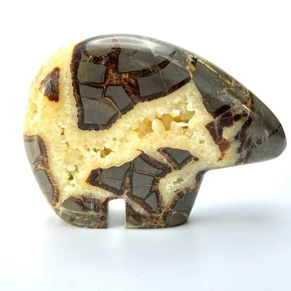 Septarian Bear Nodule Carving with Crystal Geode Center—AKA Dragon Stone —EUC